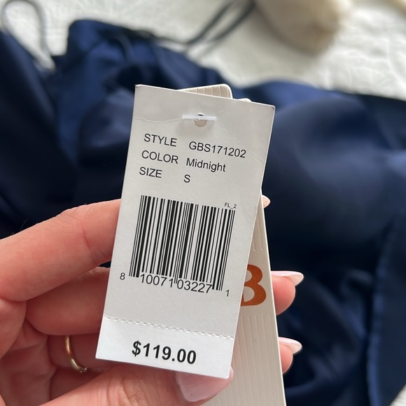 Navy blue satin cocktail dress - Picture 5 of 5